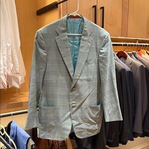 Isaia Light Blue/ green Plaid Blazer